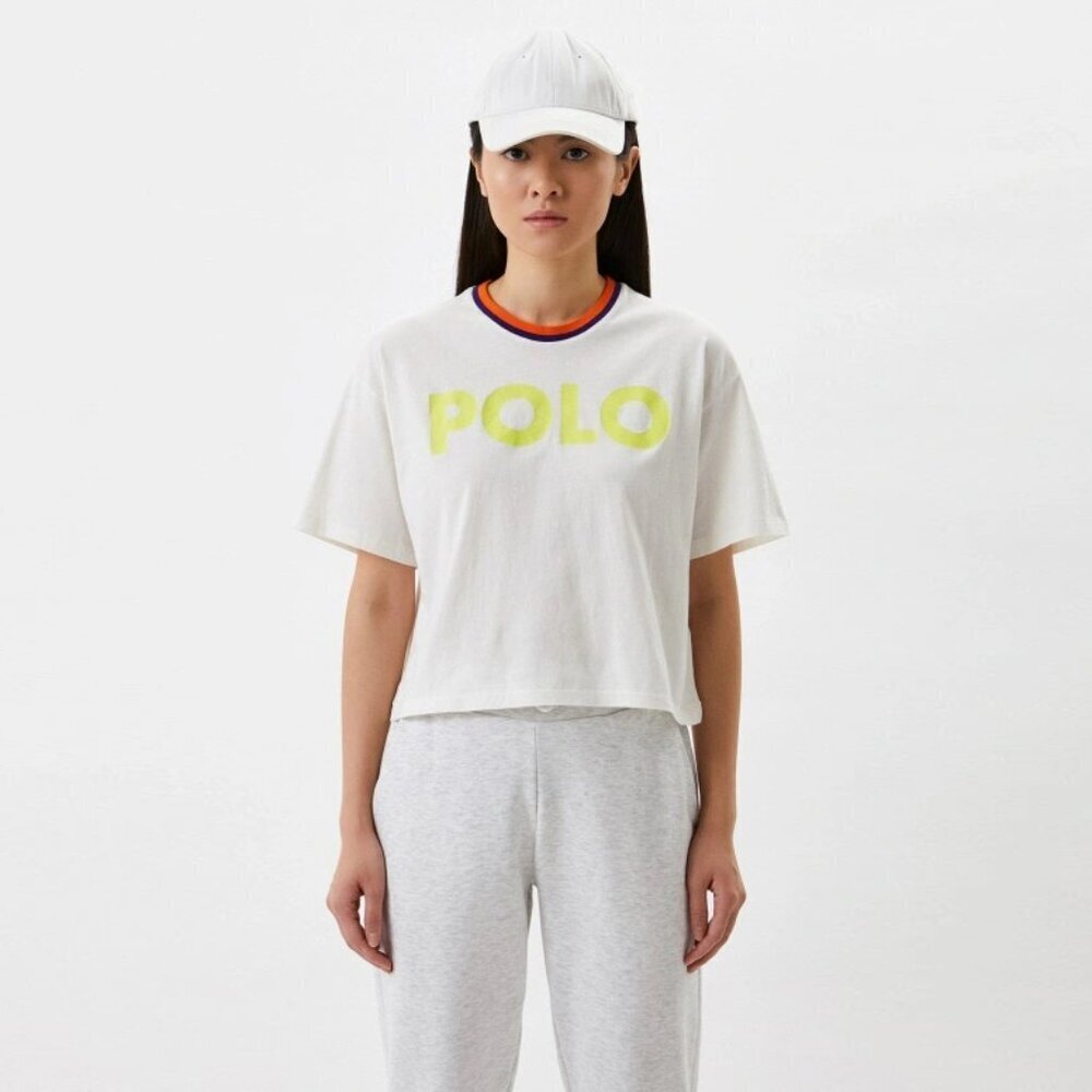 Polo Ralph Lauren Cropped Boxy Logo Tee White Size M